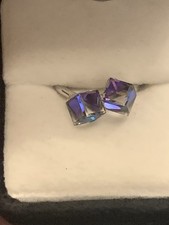 925 Silver Ring With Light Catching Colours Fluorite Size N1/2