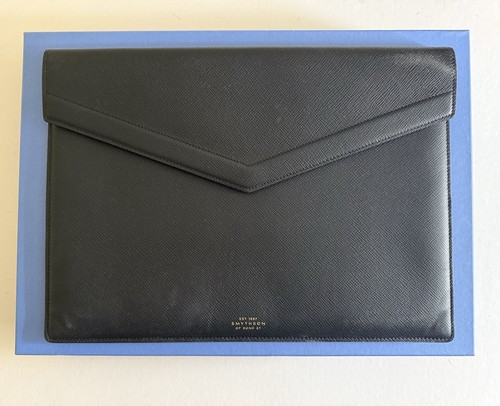 Smythson black panama leather - panama,