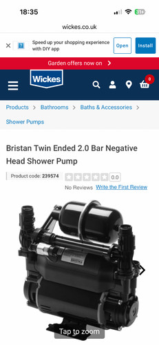 Bristan 0bar twin end - 2.0bar,