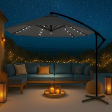 Neo Parasol LED Lights 3M Garden Outdoor Freestanding Cantilever Hanging Umbrell