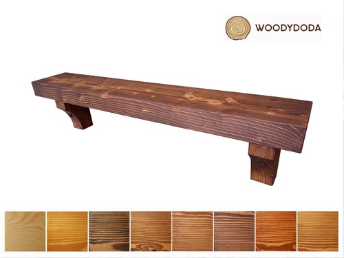 Rustic pine mantle shelf - mantle,