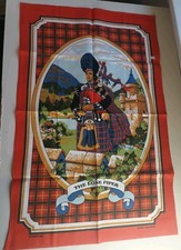 Vintage LONE PIPER  BAGPIPES Retro Wall Art Tea Towel BNWOT SCOTLAND Frame it