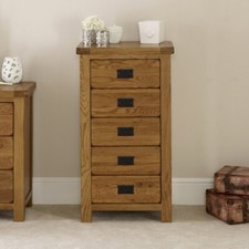 Rustic Oak 5 Drawer Tallboy