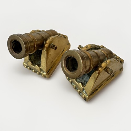 Pair vintage brass cannon - pair,