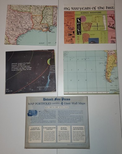 Vintage detroit free press - press, map