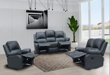 RECLINER LAZY BOY GREY SOFA SUITES SETTEE 3 2 1 SET SEATER ARMCHAIR FAUX LEATHER