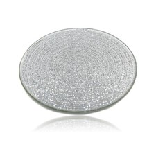 Round Mirrored Silver Glitter