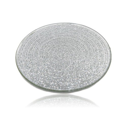 Round mirrored silver glitter - round,