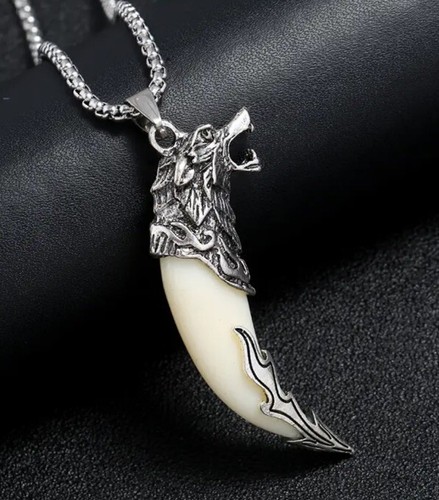 Viking wolf tooth pendant - wolf,