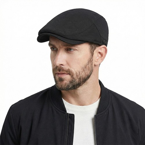 Mens black newsboy - newsboy, flat