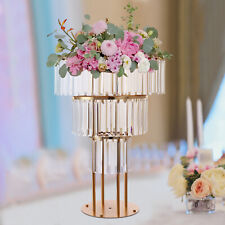 Wedding Gold Crystal Flower Stand, Round Pedestal Stand, Crystal Flower Stand