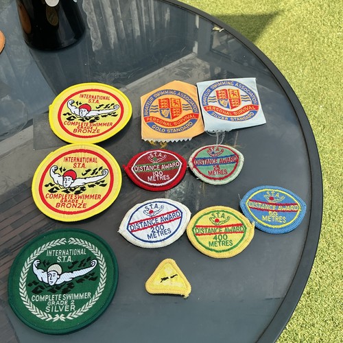 Vintage swimming badges - swimming, cloth