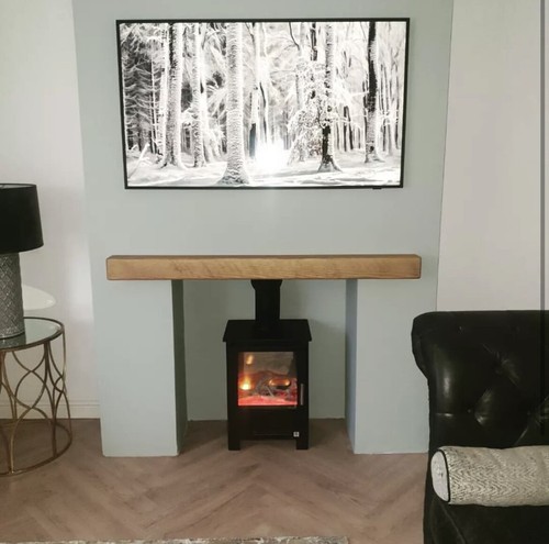 Rustic wooden mantel beam - rustic,