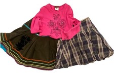 CATIMINI Girl's Outfits 3-Pc 2 Flare Skirt Lined Size 8 & Beaded Top Sz 10 CUTE