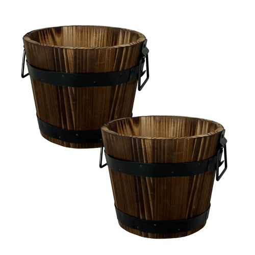2pc round wooden barrel - round,