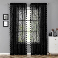 Black Sheer Lace Curtains 72