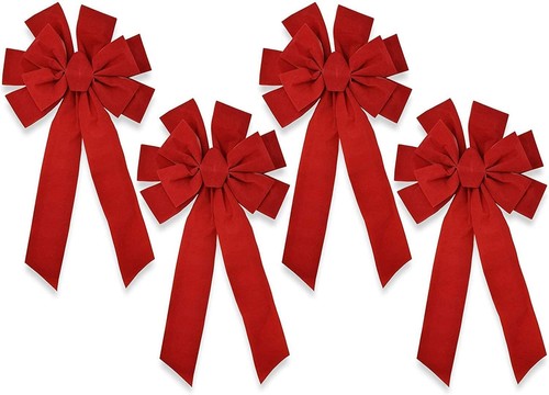 Red velvet christmas bows - velvet,