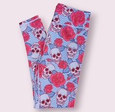 Lucy Locket Loves Full Length Activewear Leggings Size XS (6) Skull Rose Pattern