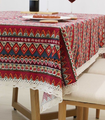 Boho tablecloth cotton linen - boho,