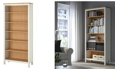 HEMNES Bookcase, white stain/light brown, 90x197 cm