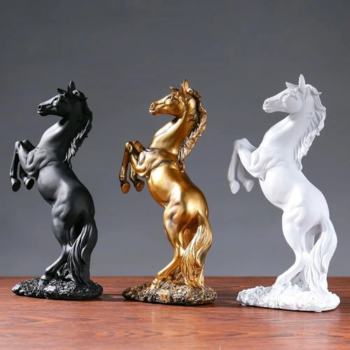 Black rearing horse - rearing, statue