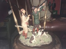 Country Artists hunting dogs shooting figurine on plinth K Sherwin VG Clean