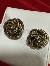 Vintage ERMANI BULATTI Clip On Earrings Lovers Knot Goldtone