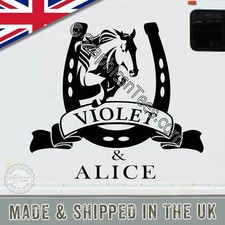 Personalised Horsebox Stickers Jumping Horse Trailer Vinyl Graphic Decals 