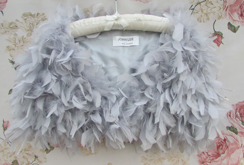 Grey feather bridal jacket - grey,