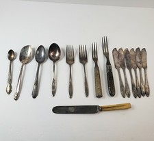 Vintage Lot of 15 Pieces of Silver Plated Flatware WM Rogers, Thomas Turner etc