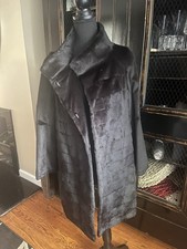 Trilogy Collections Michael McCollum Black Real Rabbit Fur Coat Jacket Size S