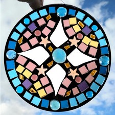 Pink Star Stained Glass Mosaic