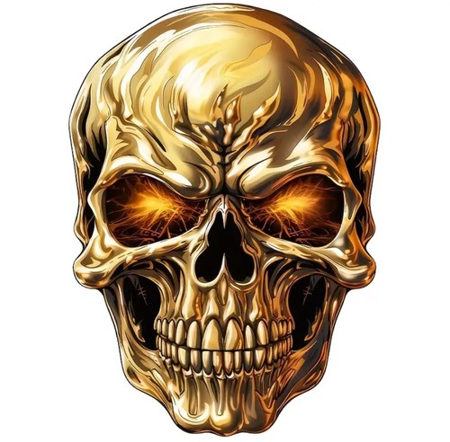 Golden skull decal - golden,