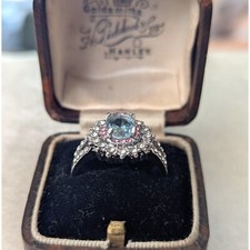 Ring Aqua Cluster Halo Ring