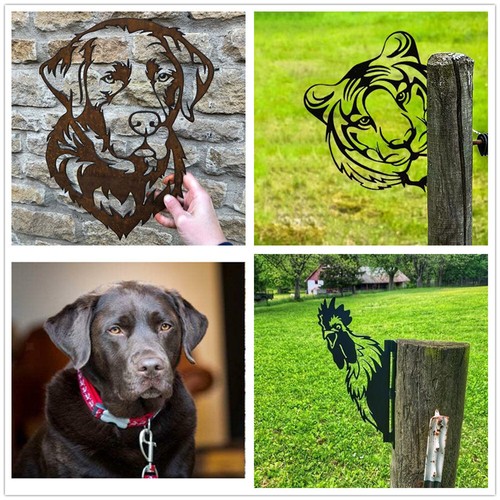 Silhouette steel garden dog - garden,