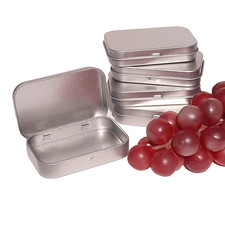 5x Small Silver Metal Tins