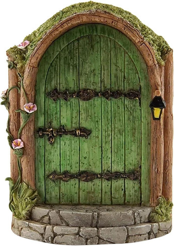 Green fairy door wooden - door,