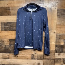 Lady Hagen Golf Pullover 1/4 Zip Long Sleeve Navy White All Over Print Womens M