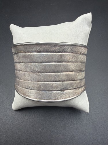 Sterling silver wide cuff - silver,