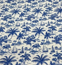 Blue Toile Print Cotton Stretch Jersey 200 GSM 95/5 Lycra 4 Way Stretch