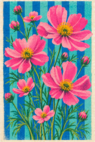 Meadow flowers risograph - meadow,