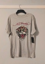 Ed Hardy Men's Grey T-Shirt Tiger Graphic Print Size M BNWT Y2K