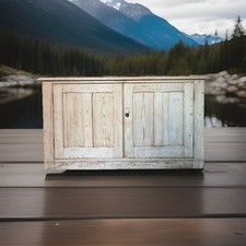 Rustic Antique Victorian Solid Pitch Pine Cupboard Sideboard Dresser Server