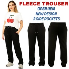 Womens Open Hem Joggers Tracksuit Bottoms Fleece Ladies Trousers Jogging Pants