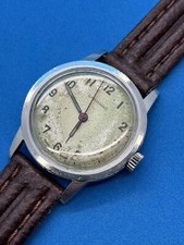 Eska Garrard Vintage Gents Watch 1966 Screw Back Stainless Case RED Hand rare