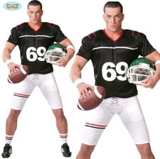 Mens American Footballer Quarterback Fancy Dress Costume Men's Sport Outfit fg