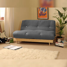 Luxury Futon Set Wooden Frame And Mattress In Grey 2ft6 3ft 4ft 4ft6