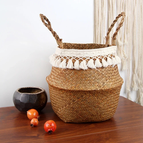 Foldable wicker storage basket - foldable,