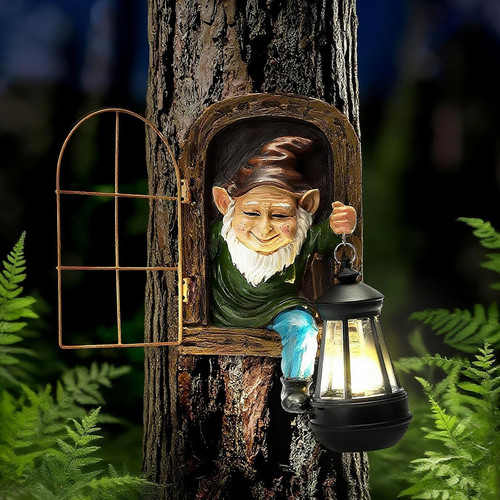 Garden gnome statue tree - garden,