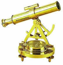 ALIDADE TELESCOPE WITH COMPASS NAUTICAL ANTIQUE BRASS MARINE COLLECTIBLE SOLID